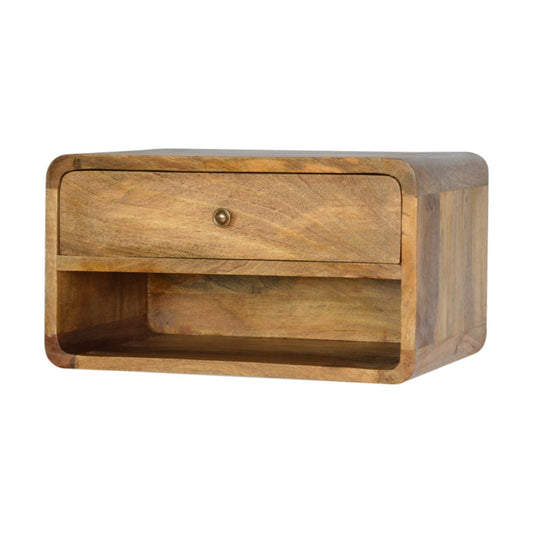 Floating Rounded Open Slot Bedside Table - V - LOOX