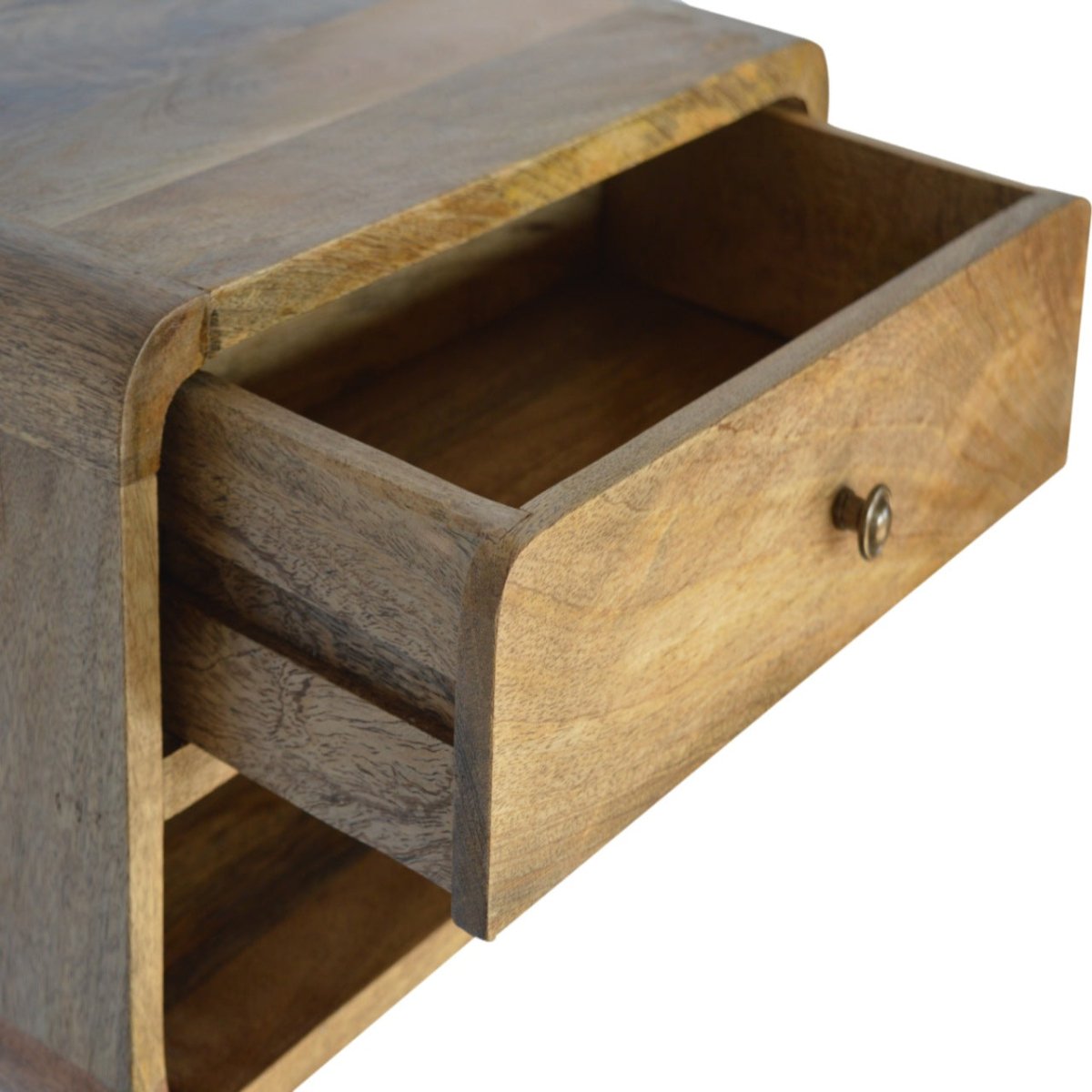 Floating Rounded Open Slot Bedside Table - V - LOOX