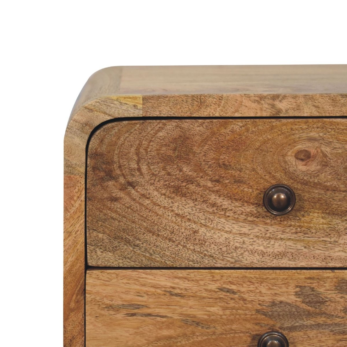 Mini Oak - ish Rounded Bedside Table - V - LOOX