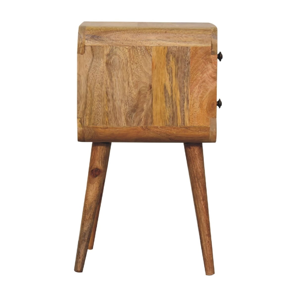 Mini Oak - ish Rounded Bedside Table - V - LOOX