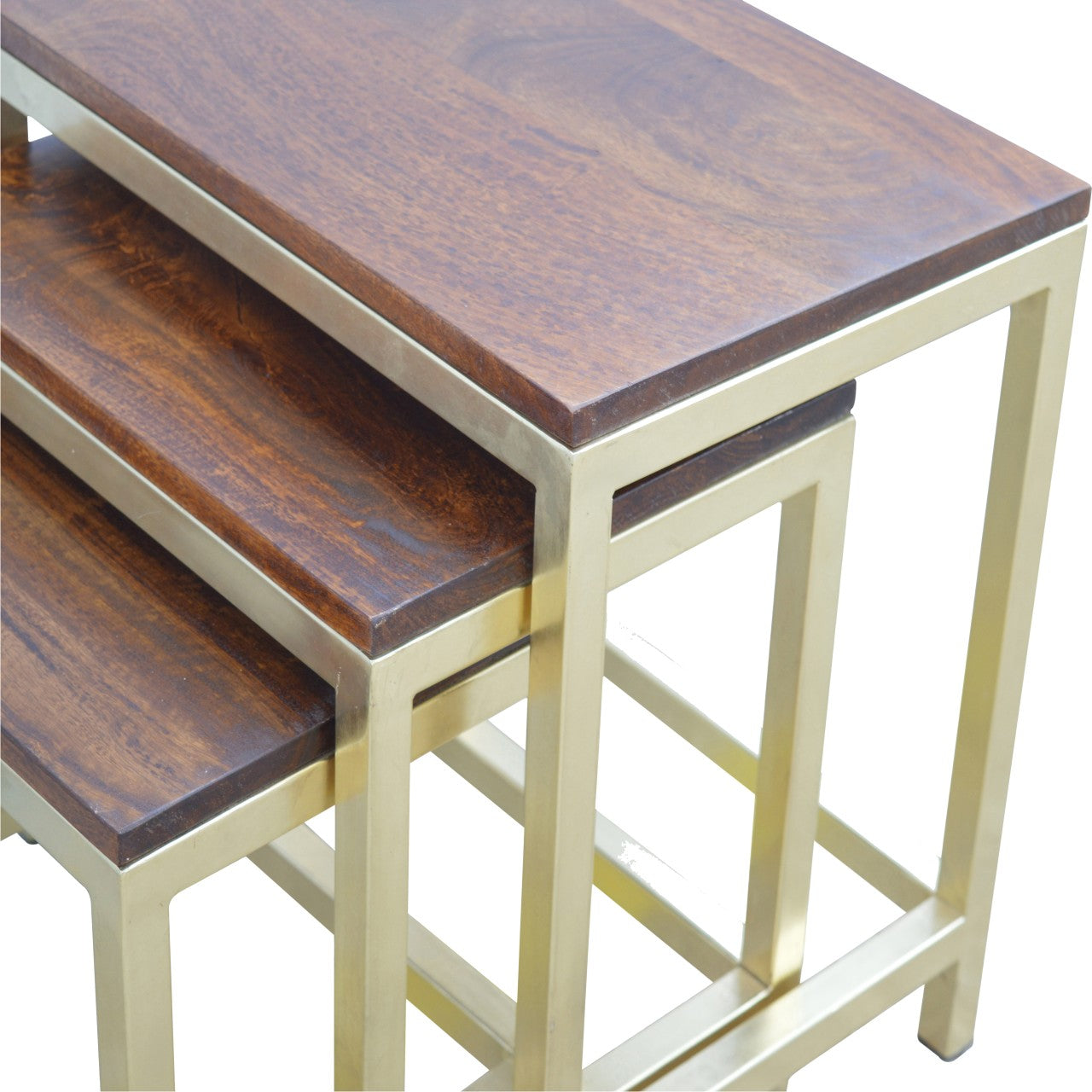 Nesting Gold Stool Set of 3