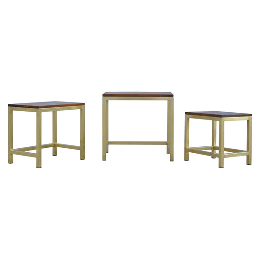 Nesting Gold Stool Set of 3