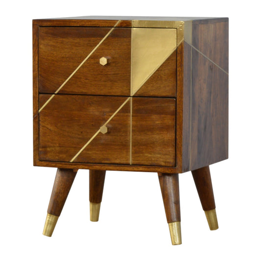 Golden Geometry Chestnut Bedside Table