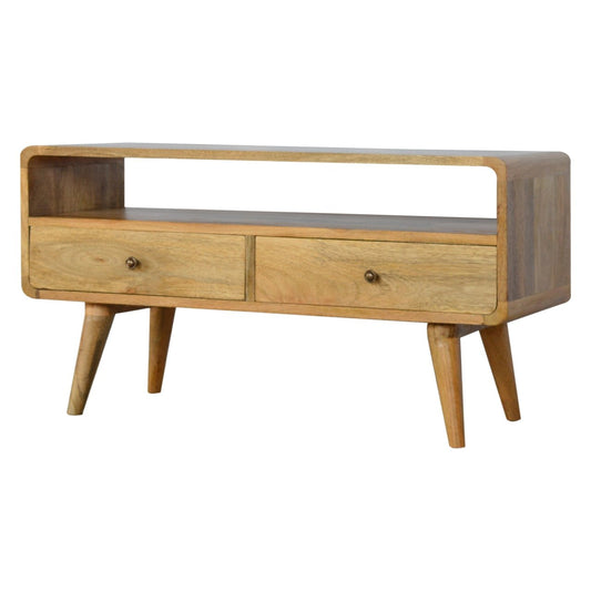 Rounded Media Unit in Oak Finish