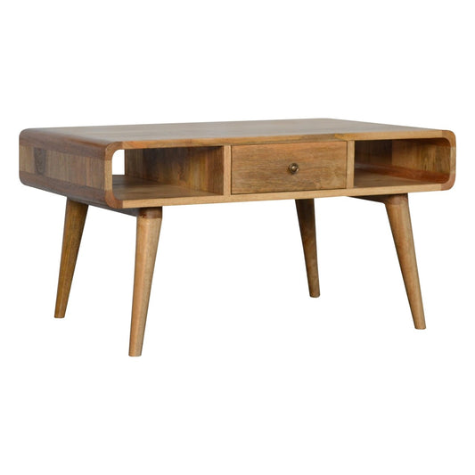Scandinavian Rounded Coffee Table in Oak-like Finish