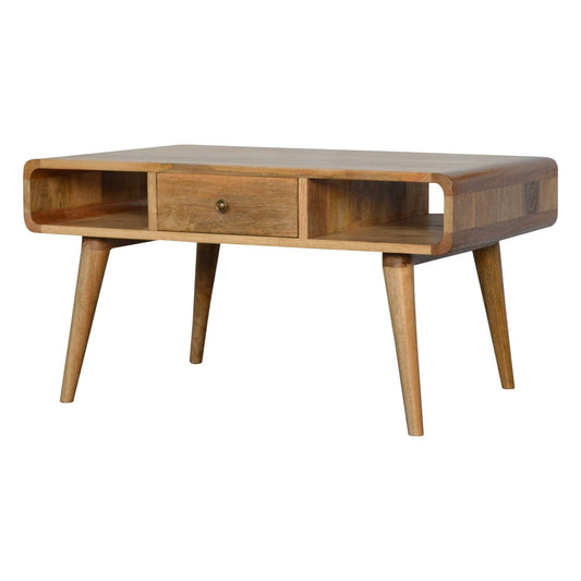 Scandinavian Rounded Coffee Table in Oak-like Finish