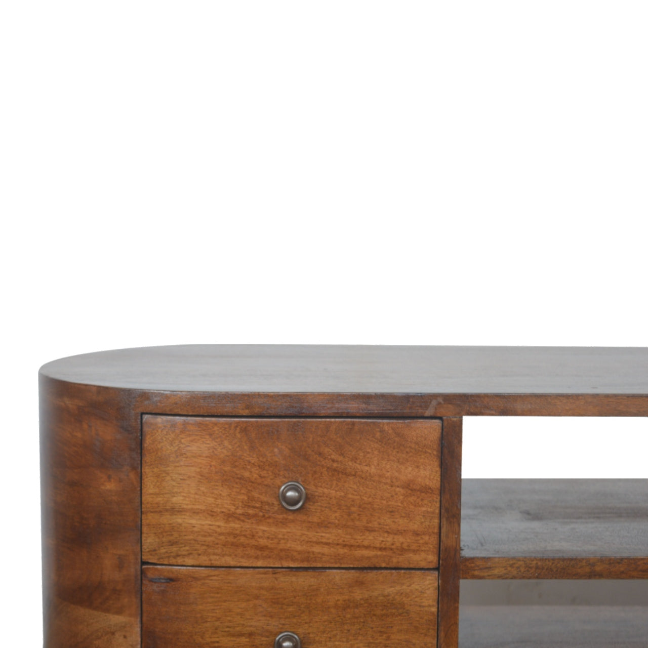 Rounded Entertainment Unit in Chestnut Finish